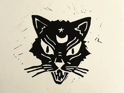 This cat has claws block printing cat linocut printmaking