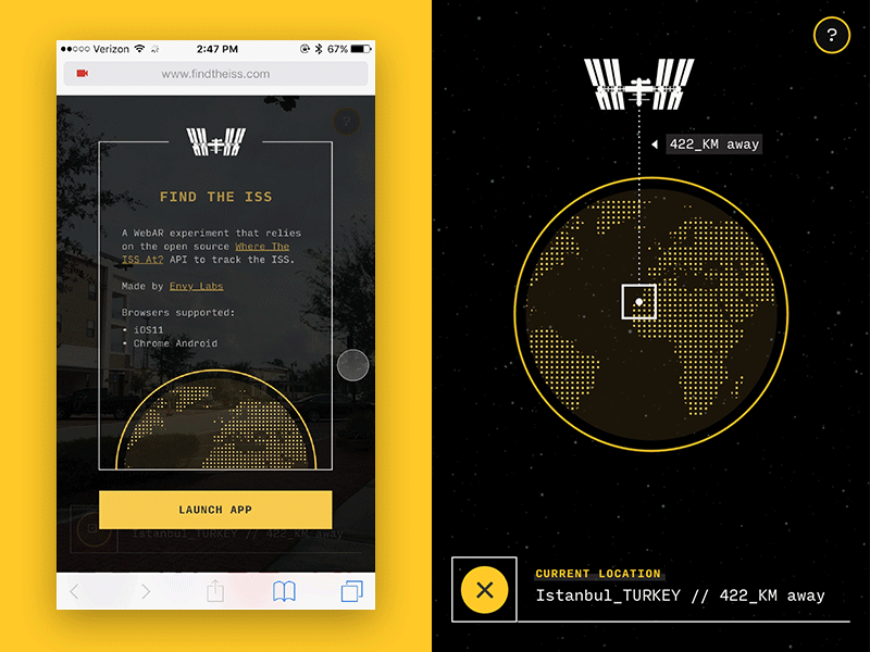 Find the ISS AR Experiment 🛰 app ar augmented reality globe interface international iss space station