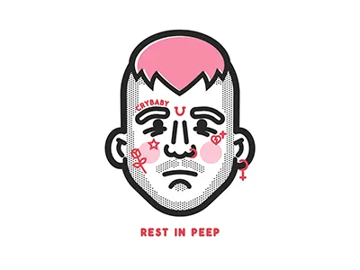 REST IN PEEP crybaby debut flat hiphop lil peep vector