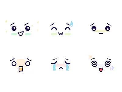 Emoji reactions for app cute emoji emotions happy icons ko minimal sad scared simple stickers worried