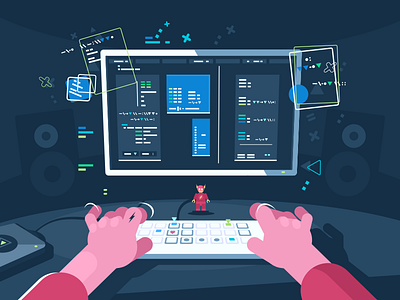 Programming coding computer development flat illustration information kit8 programming software vector