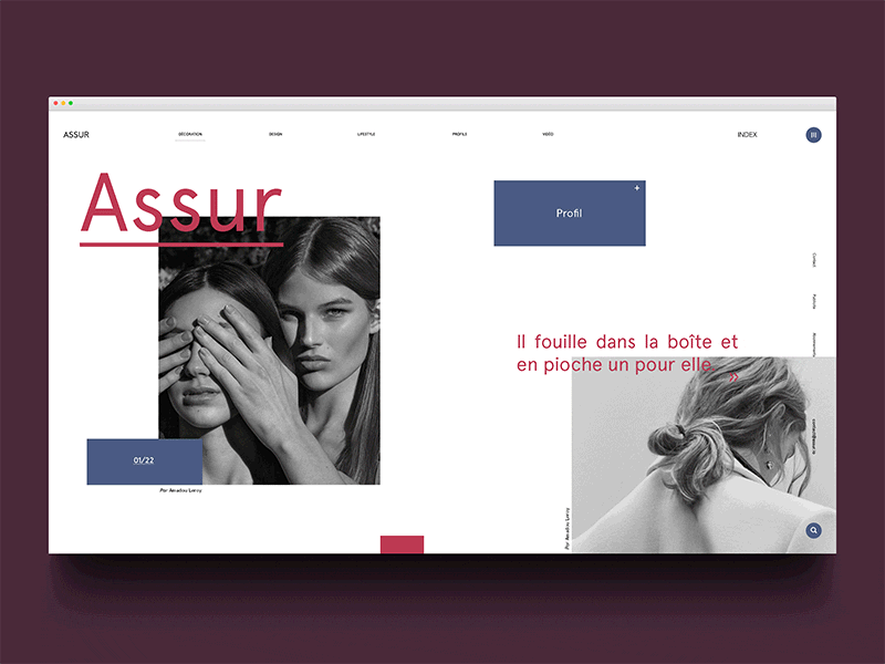 Assur animated transition animation gif landing page minimalism mondrianizm motion ui ux