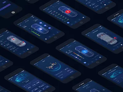 Car App car controls，blue，black car screens cool cars technology the future