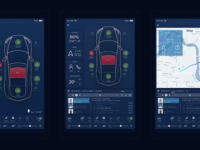 Car Dashboard car controls，blue，black car screens cool cars technology the future