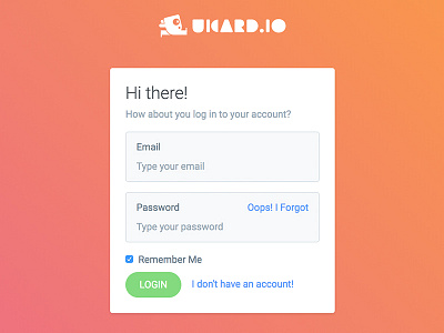 Login Screen gradient green login orange uicardio