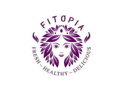 Acai and Healthy Food Logo Design acai face food giving hands healthy leaf leaves