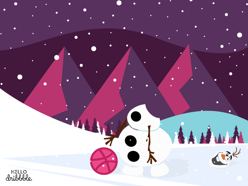 Hello Dribbble first shot hello dribbble illustration invites olaf