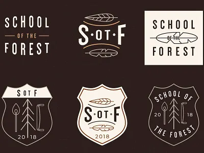 School Of The Forest Badge System V1 badge branding feather forest logo match saw school system tree