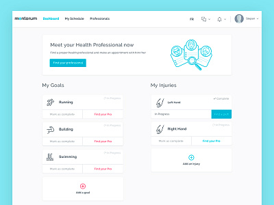 Dashboard of Mentorum web app admin customer dashboard flat icon interface minimal outline statistics ui ux web