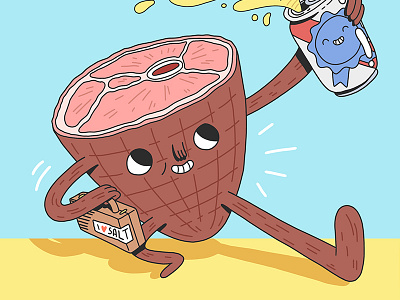 Whata Ham! art beer character design cute editorial food ham illustration journal magazine pbr published