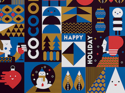 Happy Holiday color illustration newyear tile