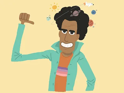 Astro-fro afro character doodle sketch space