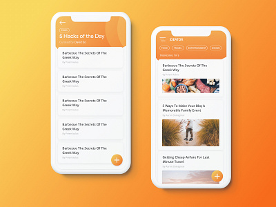 Food Blog Concept #1 blog fluid idea iphonex mobile orange ui ux