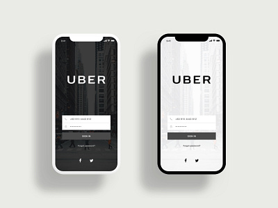 Uber Login UI dark drive iphone x light login taxi uber uber ui ui