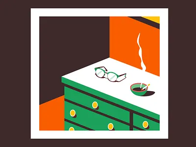 Desk cigarete desk glasses green room smoke