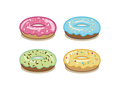 Tasty Donuts candy chocolate donuts food icing donut icons illustration pastry sugar sweet vector