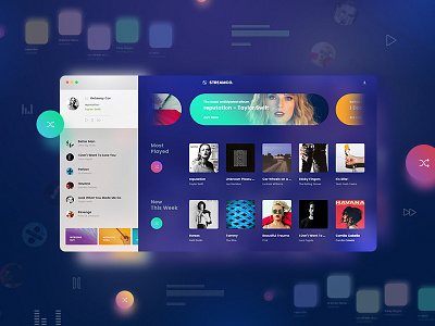 Streamco. app dashboard music player playlist service spotify stream streaming uiux web app web design