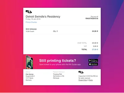 Resident Advisor Receipt Redesign - 017 check dailyui email finance financial payment paypal receipt report