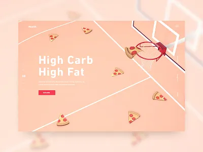 High Carb High Fat 3d basketball c4d design food illustration pizza sport ui uidesign web webdesign