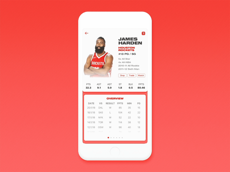 Fantasy Draft application digital design nba user experience user interface