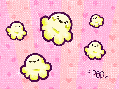 Popcorn kernal characters cute characters emoji illustration kawaii kernal pop popcorn