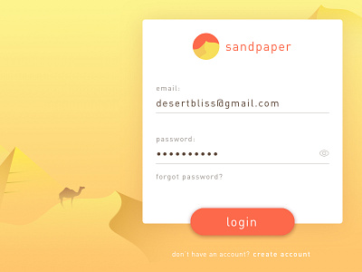 Desert Login camel desert gradient login