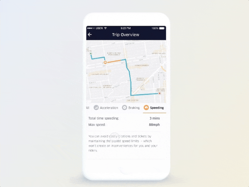 Safe Driving Insights data design framer maps motion prototype telematics uber uber design