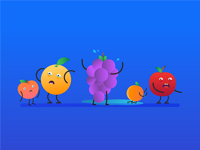 Oh the tragedy... apple apricot crying friday fruits gradient grape illustration orange peach sad tragedy