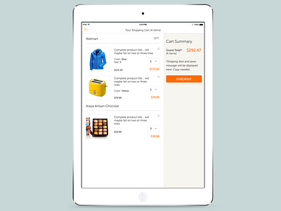 Marketplace - Cart - 2016 checkout e commerce ipad marketplace shopping shopping cart shopwise ui ux