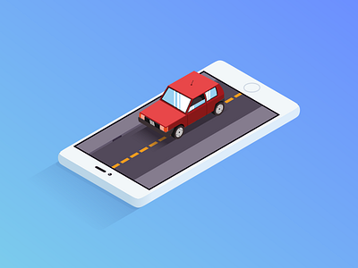 Simple Car car fiat illustration illustrator isometric panda phone