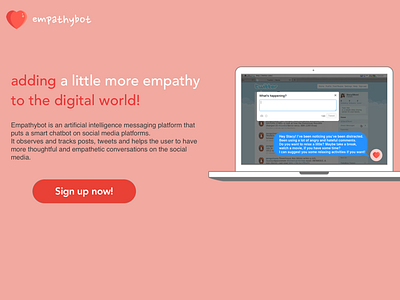 Empathybot ai chatbot design landingpage machinelearning nlp thesisproject ui ux website