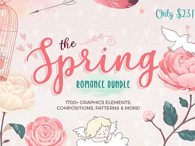The Spring Romance Bundle design bundle love bundle spring bundle watercolor watercolor bundle