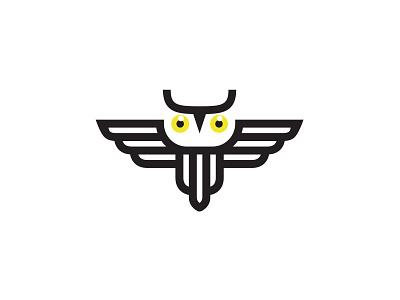 hoot animal bird eyes glow hoot icon logo owl repetition symmetry wings yellow