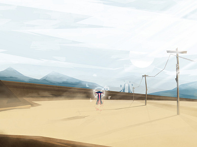 The power of... art cables character desert dirt distopic future dust future ilustration love power yellow