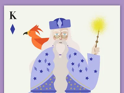 Dumbledore as the king of Diamonds dumbledore fawkes harry potter playing cards vector