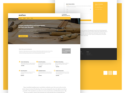 The Repair Coach Website handyman repair site ui web design yellow