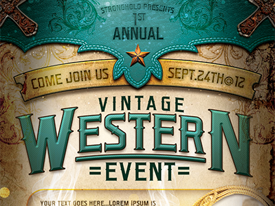 Western Flyer Template cowboy cowgirl vintage grunge rusty wester wild west