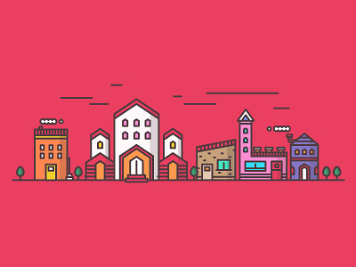 Outline Building Illustration building design factory illustration flat illustration graphics illustration outline shop illustration stroke