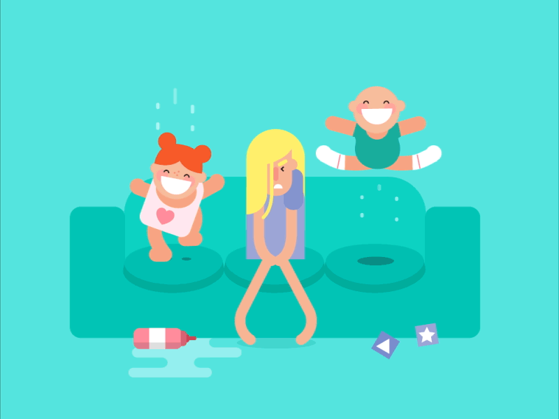 The awful fate of a babysitter after animation babysitter bold effects graphics illustrator jump kids mess motion sit