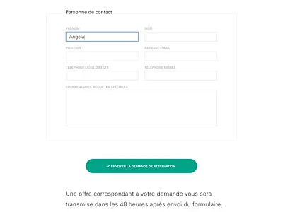 le nest – room booking form detail book a room fieldset form submit text field web website