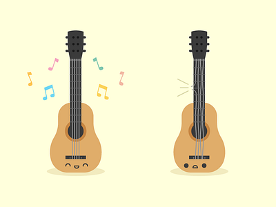 Guitars cute flat guitar kawaii melody music vector
