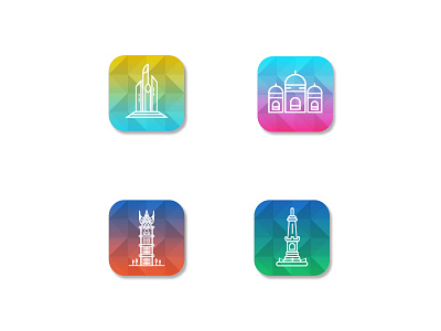 Landmark App Icon gradient icon illustration landmark minimalist monument uidesign userinterface ux vector