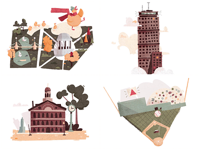 Boston landmarks baseball boston boston common duck fenway illustrated map landmark map massachusetts prudential quincy red sox