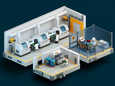 Factory factory game isometric lab laboratory level design