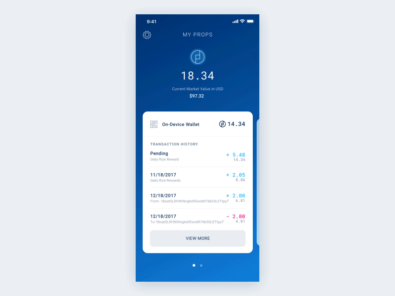 PROPS Crypto Wallet - Transitions animation app coin crypto decentralized minimal props transaction ui ux video wallet