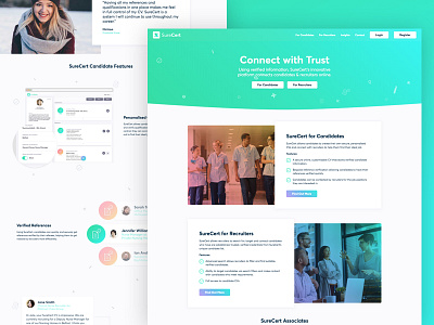 SureCert Marketing Website Homepage blue curve design gradient gradients green icons recruitment ui web website