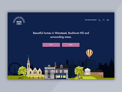 Estate Agents (again!) animation blue cityscape estate agents homepage illustration london ui ux web design