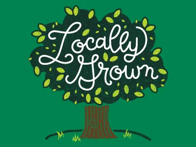 Locally Grown Tshirt Design leaves lettering local nature nature design script t shirt t shirt design tree tree design tshirt tshirt design