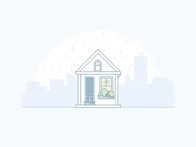 Cali Winter architecture city colors flat house illustration rain weather