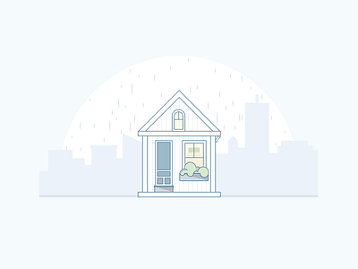 Cali Winter architecture city colors flat house illustration rain weather